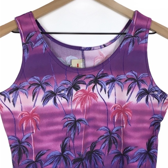 VINTAGE Waikiki Hawaii Set Top Wrap Skirt Tropical Palm Trees Beach Size Large - Picture 3 of 16